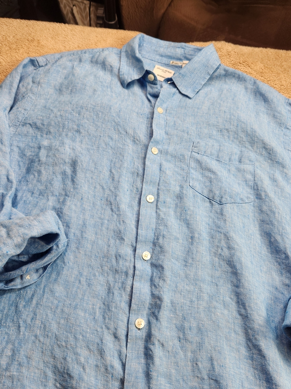 Baird Mcnutt 100% Linen Murano Size XL Sky Blue  Button-Down Shirt